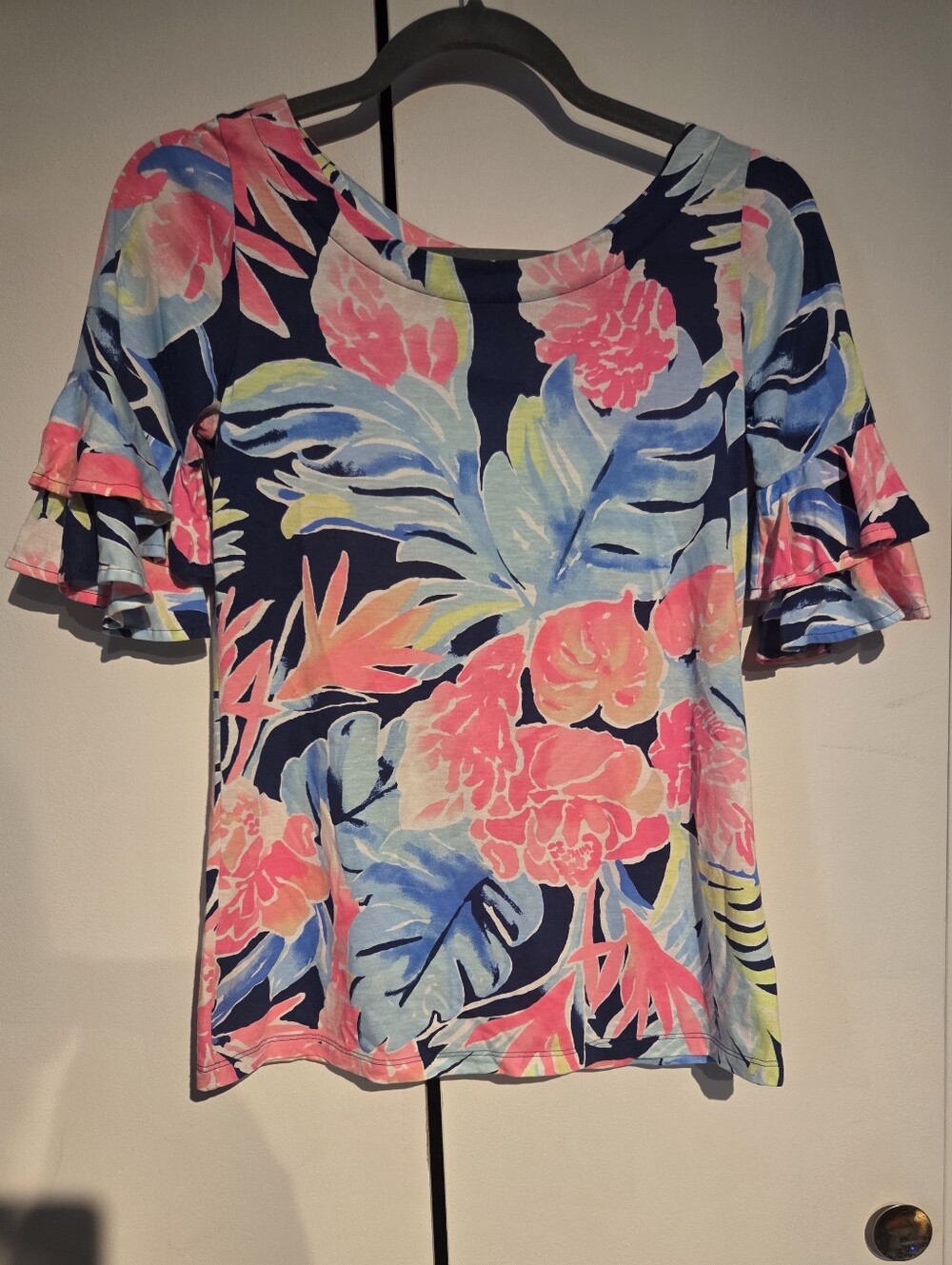 Lilly Pulitzer High Tide Tropicolada Ruffle Sleeve Top